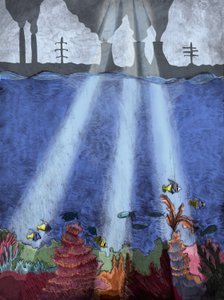 कोरल रीफ, 2013 (शुष्क बिंदु नक़्क़ाशी और डिजिटल) द्वारा शार्लोट ओर्री