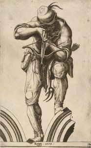 एक आर्चर शूटिंग एक क्रॉसबो, 1579।