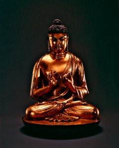 बुद्ध वैरोचना (दारी), तांग वंश (618-907), 8 वीं शताब्दी की शुरुआत में (गिल्ट लीड कांस्य) द्वारा चीनी स्कूल