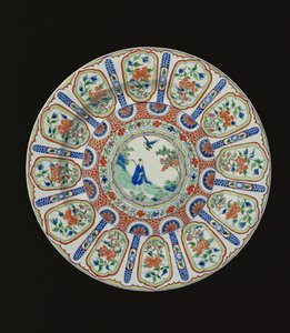 अभियोक्ता तांग कवि ली बाई, कांग्सी काल, c.1690 (चीनी मिट्टी के बरतन) को दर्शाने वाला चार्जर द्वारा Chinese School