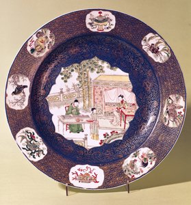 एक संगीत दृश्य के साथ परिपत्र पकवान, कांग्सी अवधि (1662-1722) (चीनी मिट्टी के बरतन)