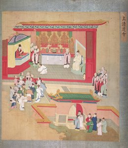 चीन के सम्राटों का इतिहास (रेशम पर रंग) द्वारा चीनी स्कूल