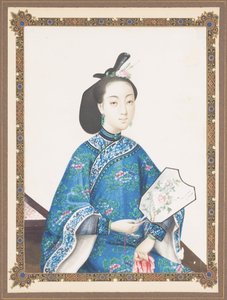 Howqua की पत्नी का फ़्रेमयुक्त चित्र, c.1850-70 द्वारा चीनी स्कूल