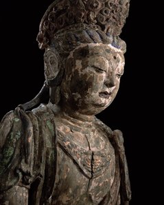 ध्यान में बड़े बैठा बोधिसत्व, जिन वंश (1115-1234) (लकड़ी और वर्णक) (विस्तार) (206544 देखें) द्वारा Chinese School