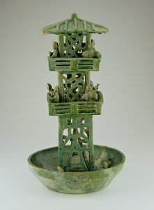 गुम्मट का मॉडल, हान राजवंश (206 ईसा पूर्व 220 ईस्वी) (चमकता हुआ सिरेमिक) द्वारा Chinese School