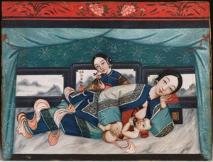 शिशुओं और महिला परिचर के साथ नर्सिंग माताओं, c.1870 द्वारा चीनी स्कूल