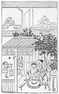 चीन के निर्माण पर चित्रों की एक श्रृंखला से टर्निंग बेसिन, (पूरी श्रृंखला के लिए 384116 और 384117 देखें) द्वारा चीनी स्कूल