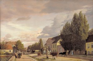 कोपेनहेगन के बाहर brosterbro में एक सड़क का दृश्य। मॉर्निंग लाइट, 1836