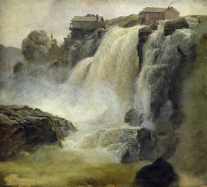 नॉर्वे में हगफॉस, 1827 (बोर्ड पर कागज पर तेल)