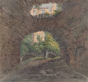 1801 में बिंगन के पास एक युवा युगल खंडहर देख रहा है। द्वारा क्रिश्चियन जॉर्ज शूत्ज़