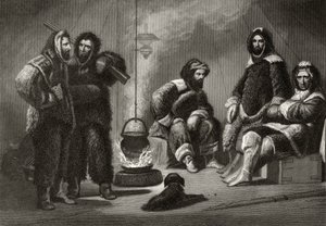 डॉक्टर एलिशा केंट केन (1820-57) द्वारा प्रकाशित फिलाडेल्फिया, 1856 में &39;आर्कटिक एक्सप्लोरेशन इन द इयर्स 1853, 54, 55&39; से जे। मैकगॉफिन द्वारा उत्कीर्ण ब्रिगेडियर में जीवन।