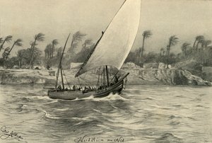 नील नदी, मिस्र, 1898 पर उत्तर से तूफान। द्वारा क्रिश्चियन विल्हेम एलर्स