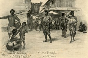 स्ट्रीट सीन, बैंकॉक, सियाम, 1898। द्वारा क्रिश्चियन विल्हेम एलर्स