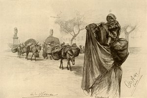 1898 में काहिरा में कोबरी एल गीज़ीरा ब्रिज के पास महिला और बच्चा। द्वारा क्रिश्चियन विल्हेम एलर्स