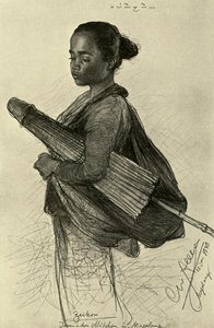 पैरासोल वाली युवती, मैगलैंग, जावा, 1898। द्वारा क्रिश्चियन विल्हेम एलर्स