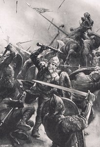 स्टैमफोर्ड ब्रिज की लड़ाई, कैसल, लंदन द्वारा प्रकाशित &39;ब्रिटिश बैटल ऑन लैंड एंड सी&39; का चित्रण, c.1910