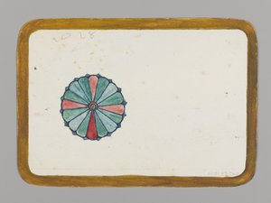 Stylized गुलदाउदी (छंद), c.1880 (wc, काली स्याही, और बहुत पतले कार्ड स्टॉक पर ग्रेफाइट पर धातु का रंग)
