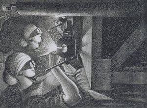 एसिटिलीन वेल्डर, 1917 (नक़्क़ाशी और ड्राईपॉइंट) द्वारा क्रिस्टोफर रिचर्ड विने नेविन्सन