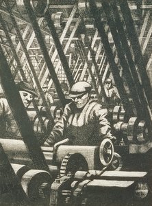 इंजन बनाना, 1917 (नक़्क़ाशी और ड्राईपॉइंट) द्वारा क्रिस्टोफर रिचर्ड विने नेविन्सन