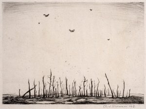 वह कुर्सेड वुड, 1918 (ड्राईपॉइंट) द्वारा क्रिस्टोफर रिचर्ड विने नेविन्सन