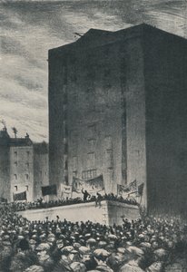 द रेलवे स्ट्राइक - टॉवर हिल पर बैठक, 1919, 1920 द्वारा क्रिस्टोफर रिचर्ड विने नेविन्सन