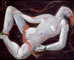Reclining न्यूड (पैनल पर तेल)
