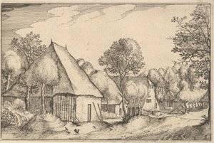 Farmyard, प्लेट 5 Regiunculae कस्बों और ब्राबांट के कई डची से, सीए 1610। द्वारा जाँज विसेर का दावा
