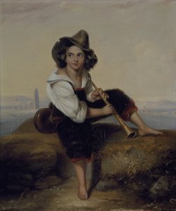 फ्लेवियन एक्वाडक्ट के पास एक पाइप वाला किसान लड़का, c.1844 (कैनवास पर तेल)