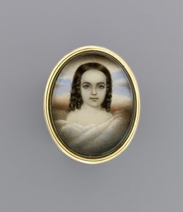 एक लड़की का चित्र, c.1852 (हाथी दांत पर पानी का रंग) द्वारा क्लेरिसा पीटर्स