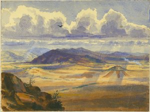 Jezreel Valley (wc und पेंसिल कागज पर)