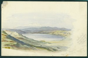 1848 में माउंट हरमोन एंड द सी ऑफ़ गैलिली, (कागज पर wc und पेंसिल)