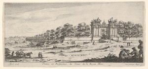 श्रृंखला के दृश्य और नई ..., रानी से रानी माँ के निवास के द्वार का दृश्य। 1644। द्वारा क्लाउड गोरांड