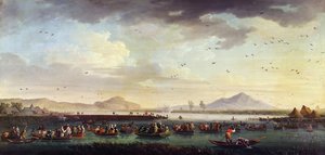बोरबॉन के चार्ल्स III, सापिन के राजा और दो-सिसिली के राज्य के डक हंटिंग 1746 में 1746 में पैट्रिया झील में द्वारा क्लाउड जोसेफ वर्नेट