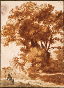 पेड़ों और आराम करने वाले समूह, 1630s द्वारा क्लाउड लोरेन