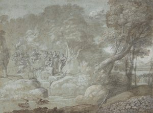 अपोलो और मूसा के साथ लैंडस्केप, 1674। द्वारा क्लाउड लोरेन