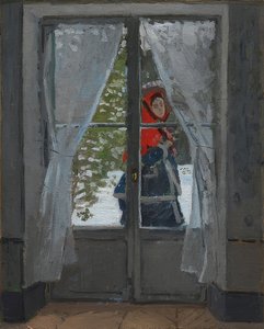 लाल हेडस्कार्फ़ (La capeline rouge)। 1868-73 के आसपास द्वारा क्लाउड मोनेट