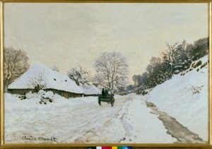 गाड़ी। होनफेलुर में बर्फ के नीचे सड़क द्वारा Claude Monet