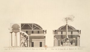 नमक के प्रवेश द्वार का क्रॉस-सेक्शन, आदर्श शहर Chaux में काम करता है, c.1801