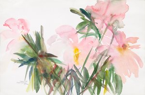 Peonies, 1987 (कागज पर पानी के रंग)