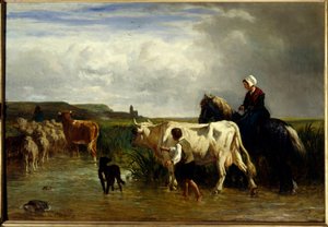 कॉन्स्टेंट ट्रॉयन (1810-1865) द्वारा 19वीं सदी के सूर्य द्वारा ले पैसेज डू गुए पेंटिंग। 1,15x1,65 मीटर पेरिस, मुसी डू लौवर।