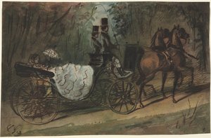 बोइस डी बोलोग्ने में गाड़ी, 1800s। द्वारा कॉन्स्टेंटिन दोस्तों