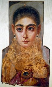 कॉप्टिक कला: "द यूरोपेन" नामक युवा महिला फयूम (फयूम) (लगभग 160 ईस्वी) लकड़ी पर मोम की पेंटिंग। पेरिस, लौवर संग्रहालय