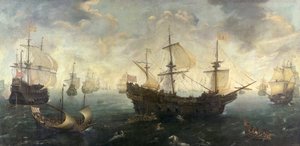 इंग्लैंड के तट पर स्पेनिश अरमाडा, सीए 1620-1625 द्वारा कॉर्नेलिस क्लेज़ वेरिंगेन वैन