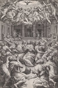 पेंटेकोस्ट, 1574। द्वारा कॉर्नेलिस कॉर्ट