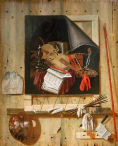 Telpel&39;Oeil atelierwand और vanitasstillleben के साथ
