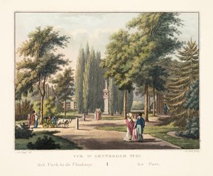 व्यू डी&39;अमस्टर्ड नं .2। बागान में पार्क। Le Parc, 1825 (हाथ से सजी नक्काशी)