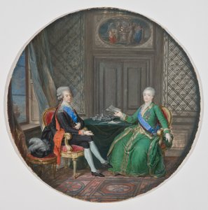 फ्रेड्रीक्षन 1783 में रूस के राजा गुस्तावस III और कैथरीन द्वितीय (चर्मपत्र पर जल रंग) द्वारा कॉर्नेलियस होयर