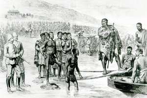 Cetewayo की उत्कीर्णन (उत्कीर्णन) (bw फोटो) द्वारा क्रॉफर्ड काफिन