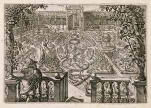 स्प्रिंग गार्डन, &39;होर्टस फ्लोरिडस&39; से, 1614-15 में प्रकाशित हुआ (देखें 170862)