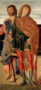 सेंट मैथ्यू और सेंट सेबेस्टियन, c.1499 (लकड़ी के पैनल पर तापमान) द्वारा क्रिस्टोफो कैसली